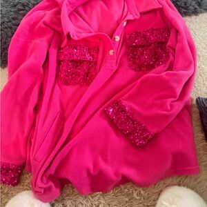 Sequin Pocket Pink Blouse